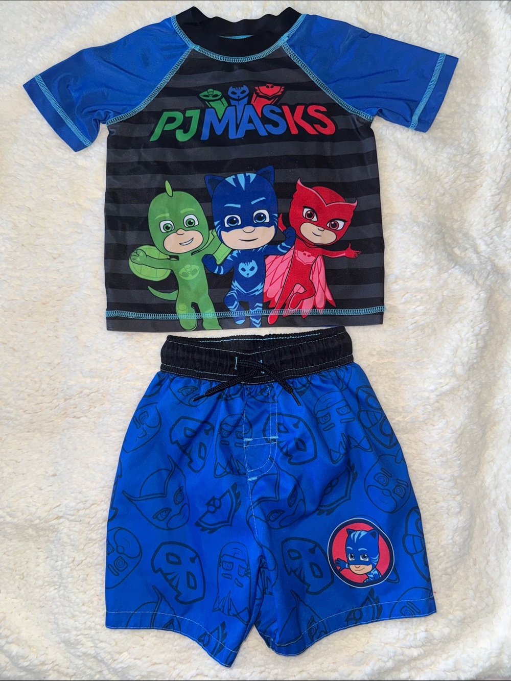 Blue & Black Boys' Two-Piece Swim Set